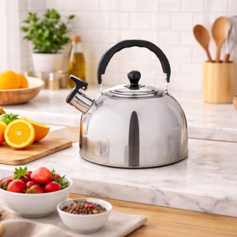 Chaleira Inox 1,5 Litros Com Apito Tampa Alca Bule Termico