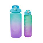 Garrafa Galão De Agua 2l E 900ml Degrade Com Figurinhas Adesivos 3d Tampa Verde