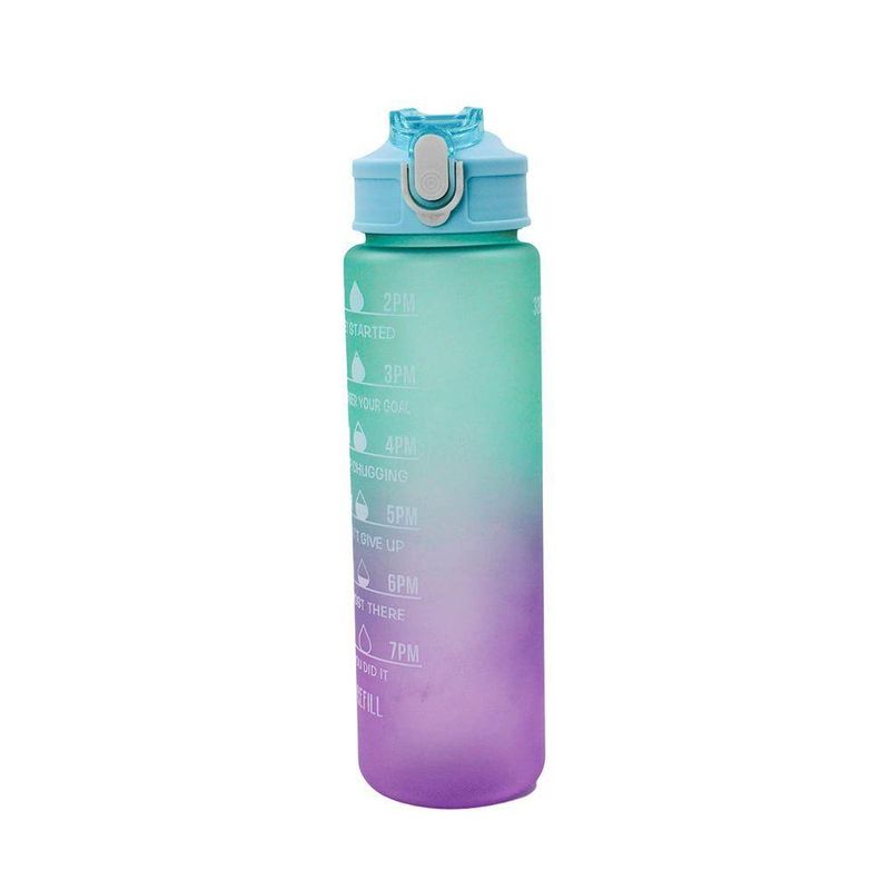 Garrafa Galão De Agua 2l E 900ml Degrade Com Figurinhas Adesivos 3d Tampa Verde
