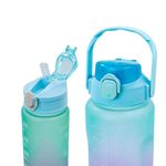 Garrafa Galão De Agua 2l E 900ml Degrade Com Figurinhas Adesivos 3d Tampa Verde