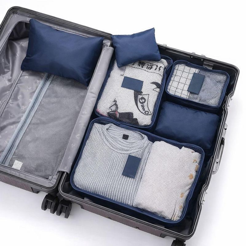 Kit Organizador Viagem 6 Peçasc/Zíper Organizadores Mala Para Roupas, Calçados E Acessórios Cinza