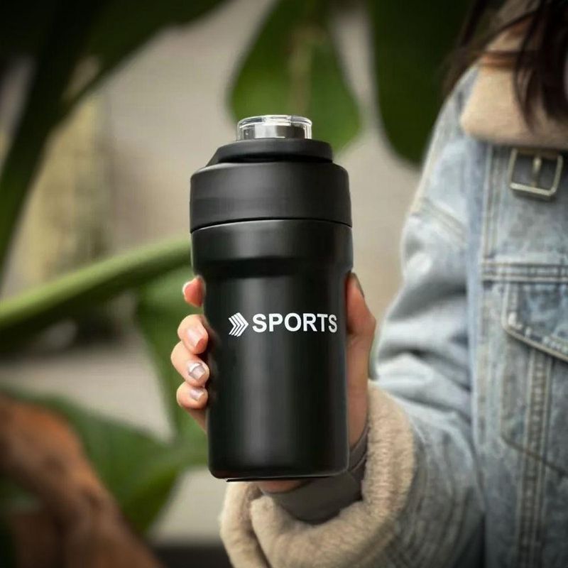 Garrafa Térmica Copo Inox 500ml Canudo Alça Esporte Academia Vermelho