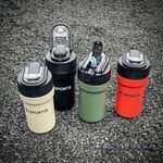 Garrafa Térmica Copo Inox 500ml Canudo Alça Esporte Academia Vermelho