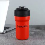 Garrafa Térmica Copo Inox 500ml Canudo Alça Esporte Academia Vermelho