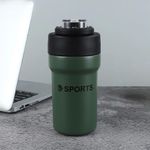 Garrafa Térmica Copo Inox 500ml Canudo Alça Esporte Academia Vermelho