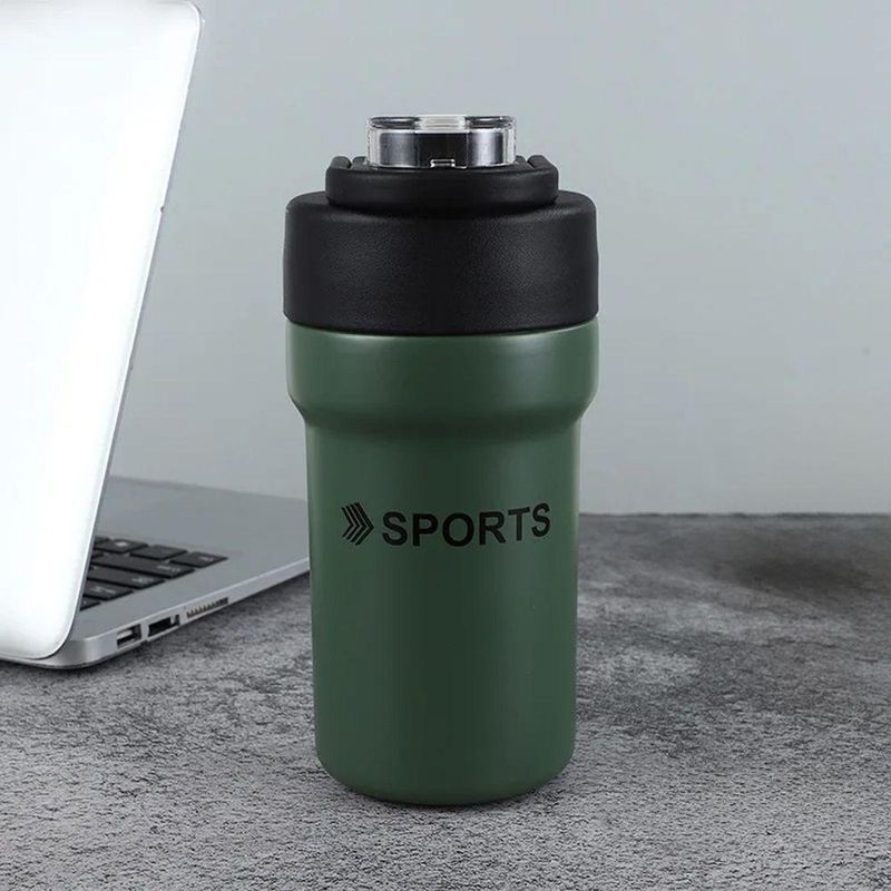 Garrafa Térmica Copo Inox 500ml Canudo Alça Esporte Academia Vermelho