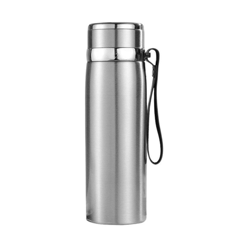 Garrafinha Térmica Aço Inox 800ml água Gelada Quente Com Vedação Academia Trilha Prateado