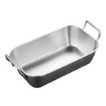 Bandeja Retangular Com Alça Mini Petisqueira Aço Inox Elegância E Versatilidade No Servir Prateado