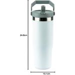Copo Térmico Inox 887ml Com Canudo Flip E Isolamento A Vácuo – 9h Gelado / 5h Quente