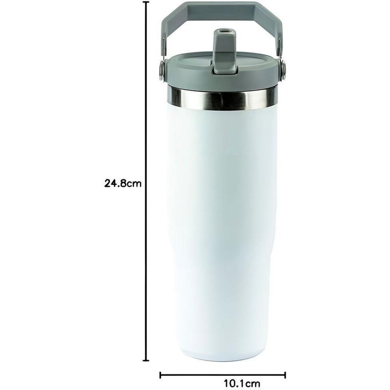 Copo Térmico Inox 887ml Com Canudo Flip E Isolamento A Vácuo – 9h Gelado / 5h Quente