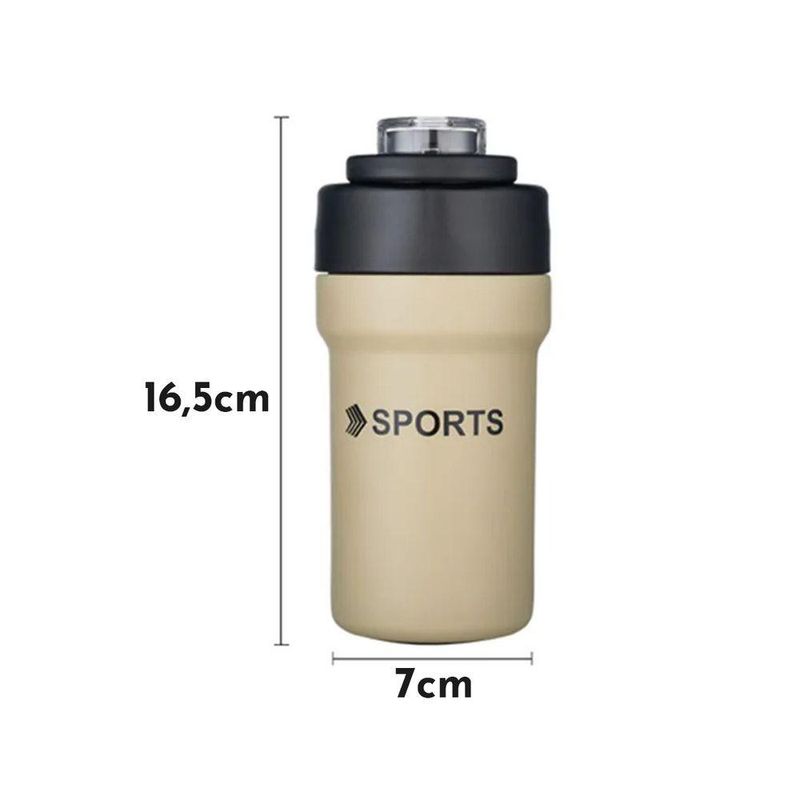Garrafa Térmica Copo Inox 500ml Canudo Alça Esporte Academia Sua Bebida Na Temperatura Ideal Preto