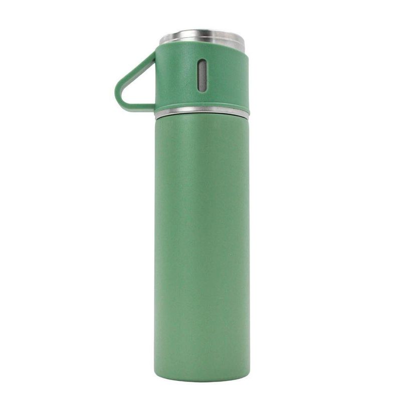Garrafa Termica Com Copo Parede Dupla Inox Squeeze 500ml Cores:verde