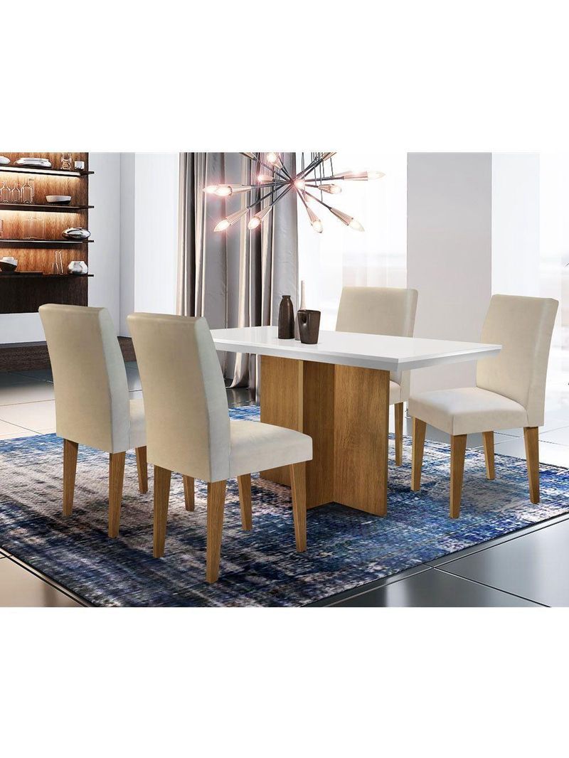 Conjunto Sala de Jantar Olimpia com 4 Cadeiras Grécia