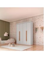 Guarda Roupa Infantil Sonho 4 Portas 2 Gavetas Branco-naturalle MDF
