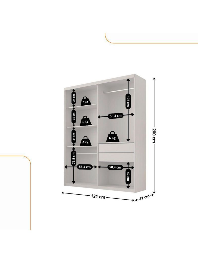 Guarda Roupa Infantil Sonho 4 Portas 2 Gavetas Branco-naturalle MDF