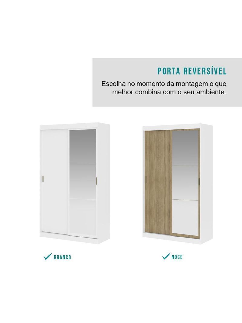 Guarda Roupa Solteiro Infantil Nivus 2 Portas de Correr 2 Gavetas Branco MDP