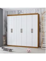Guarda Roupa Infantil Iona 6 Portas Freijó Com Branco