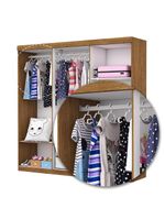 Guarda Roupa Infantil Iona 6 Portas Freijó Com Branco