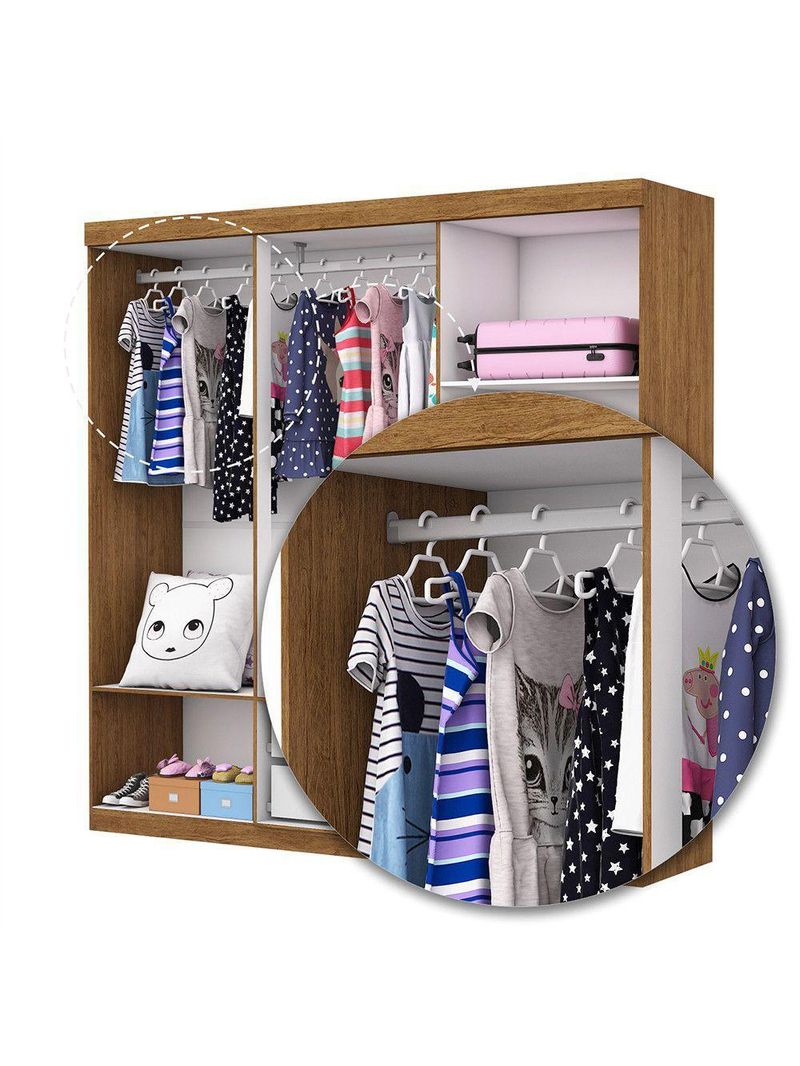Guarda Roupa Infantil Iona 6 Portas Freijó Com Branco