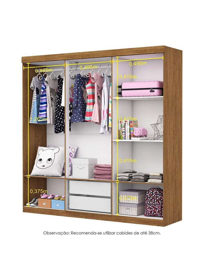 Guarda Roupa Infantil Iona 6 Portas Freijó Com Branco