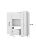 Guarda Roupa Infantil 6 Portas Branco C/ Escrivaninha