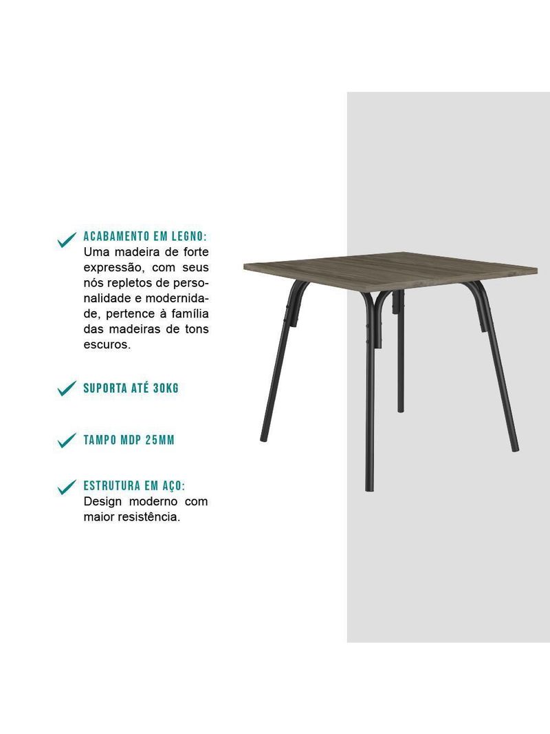 Conjunto Sala De Jantar Carraro Galway Com Mesa E 4 Cadeiras