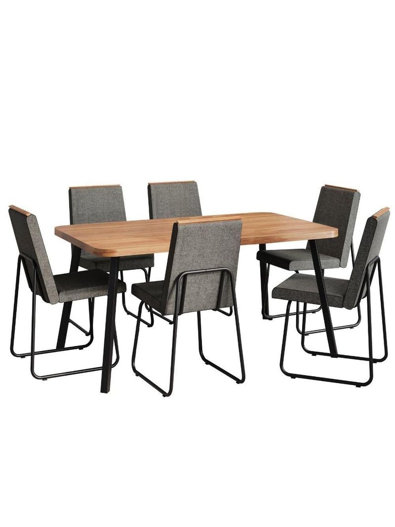 Conjunto Sala De Jantar 6 Cadeiras Parma Carraro Nogal E Preto