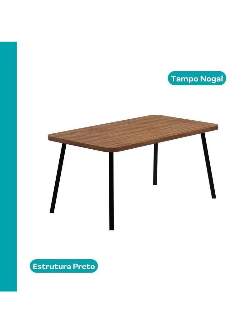 Conjunto Sala De Jantar 6 Cadeiras Parma Carraro Nogal E Preto
