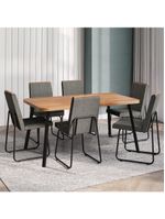 Conjunto Sala De Jantar 6 Cadeiras Parma Carraro Nogal E Preto
