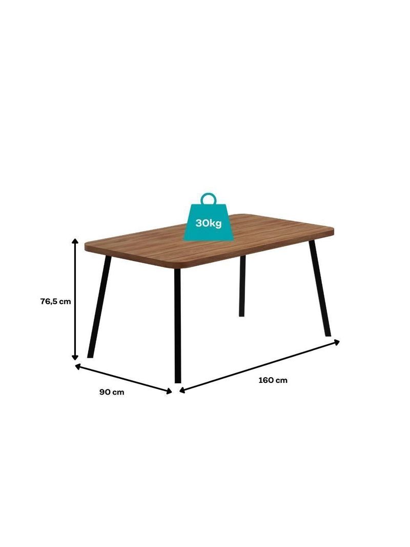 Conjunto Sala De Jantar 6 Cadeiras Parma Carraro Nogal E Preto