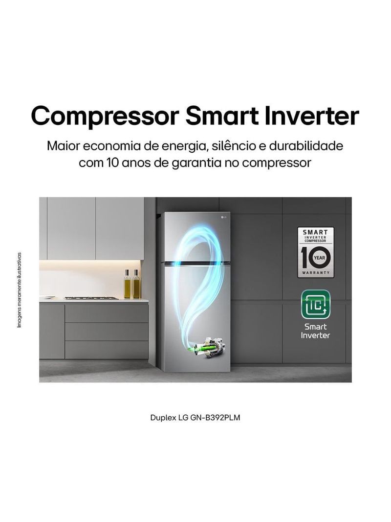 Geladeira lg frost free duplex com gaveta fresh zone e multi air flow inox look - 395l