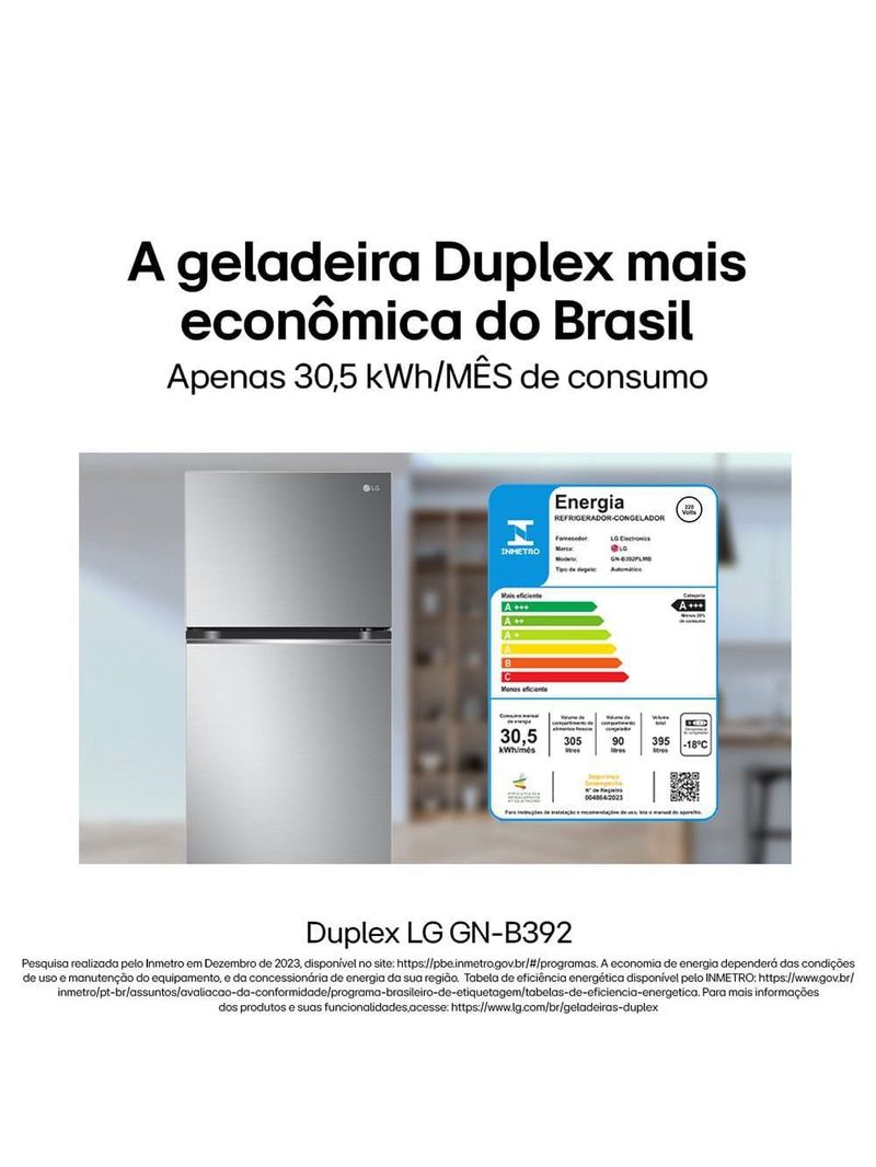 Geladeira lg frost free duplex com gaveta fresh zone e multi air flow inox look - 395l