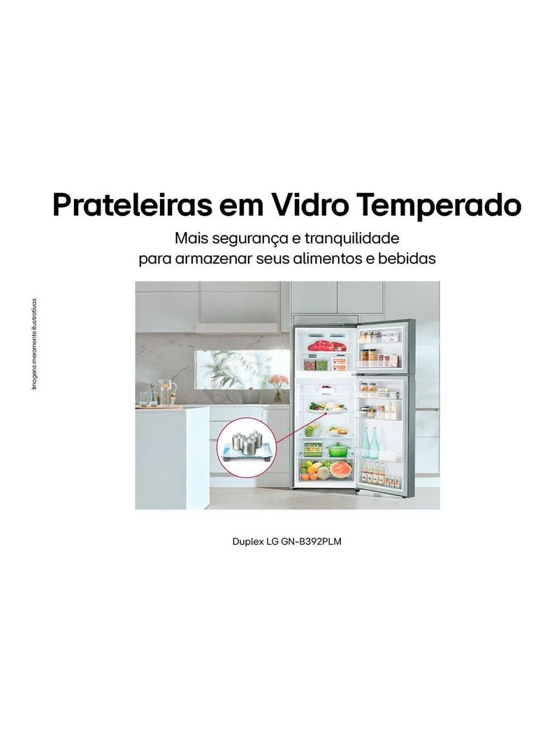 Geladeira lg frost free duplex com gaveta fresh zone e multi air flow inox look - 395l