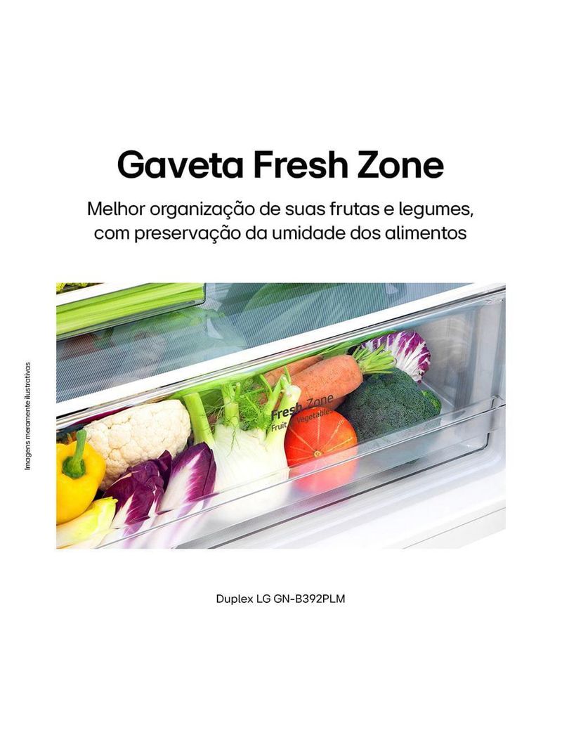 Geladeira lg frost free duplex com gaveta fresh zone e multi air flow inox look - 395l