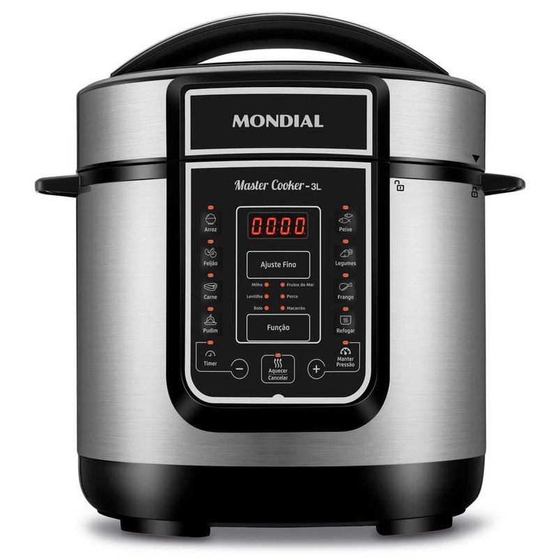 Panela elétrica de pressão mondial digital master cooker pe-40 3l - preta/inox