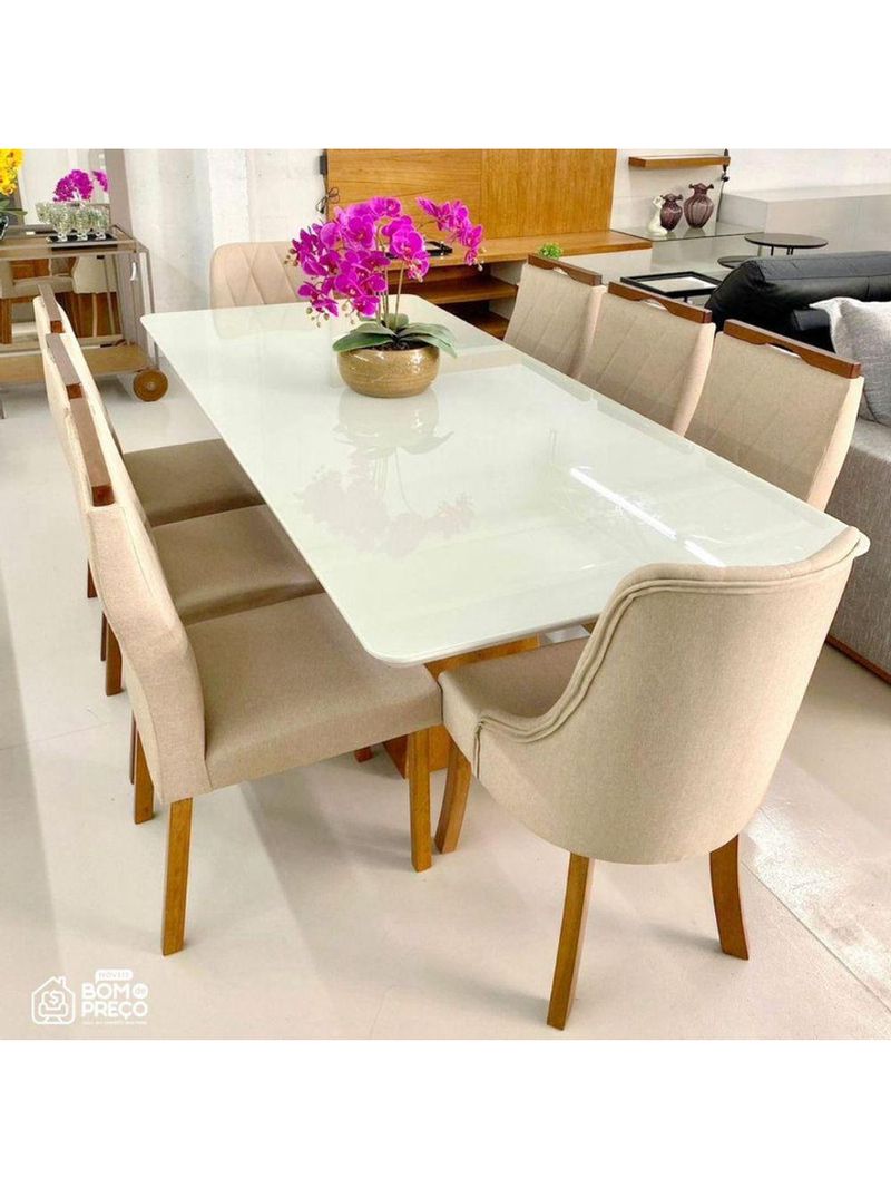 Sala De Jantar Completa 8 Cadeiras 2,0x1,0m Lara Art Salas