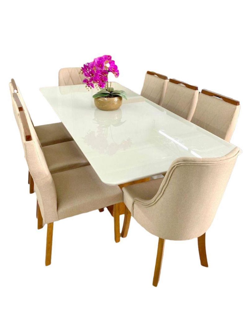 Sala De Jantar Completa 8 Cadeiras 2,0x1,0m Lara Art Salas