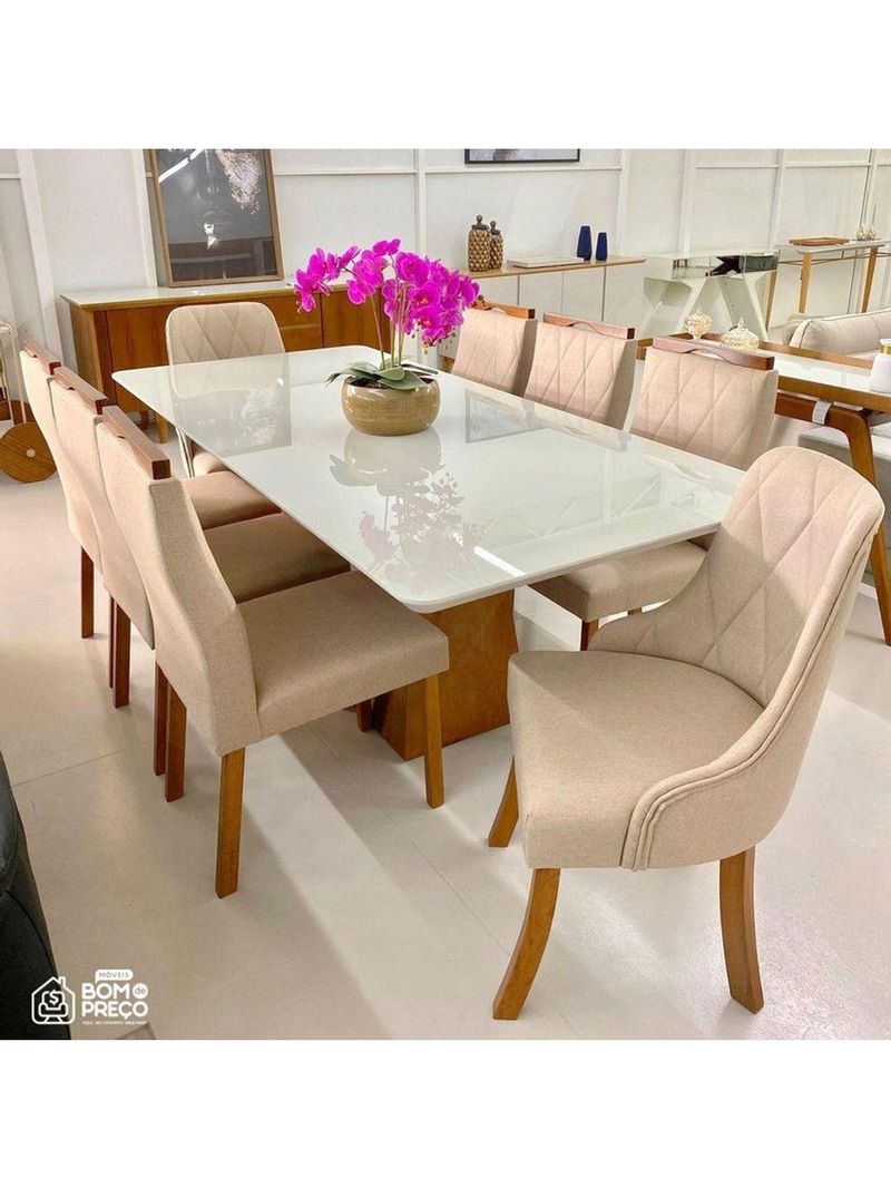 Sala De Jantar Completa 8 Cadeiras 2,0x1,0m Lara Art Salas