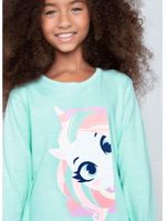 Camiseta infantil manga longa algodão unicórnio shine