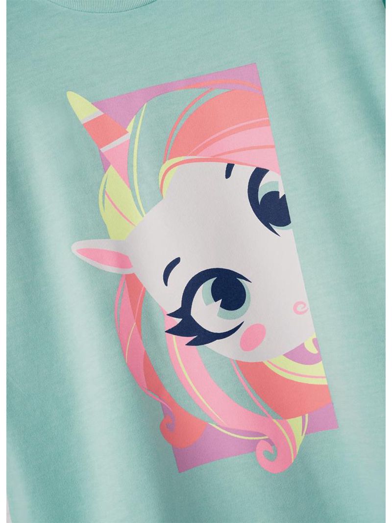 Camiseta infantil manga longa algodão unicórnio shine
