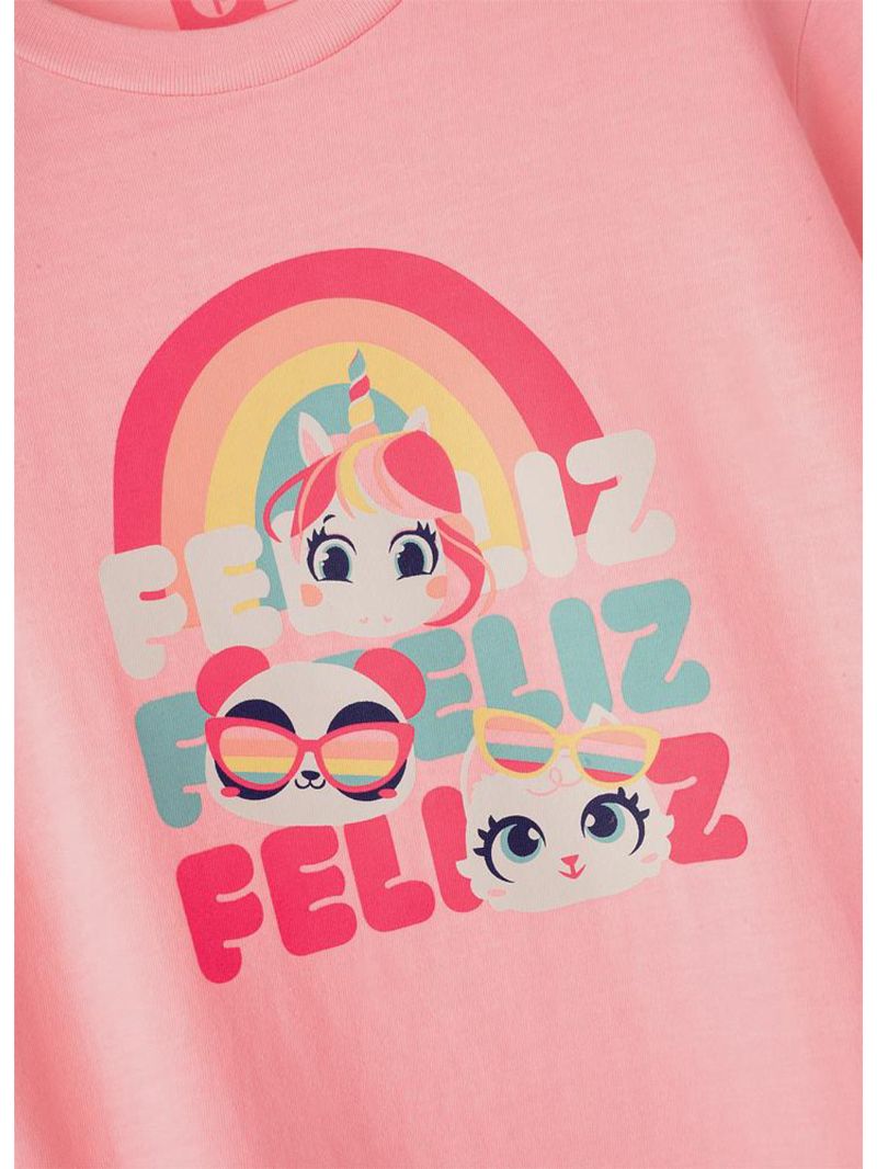 Camiseta infantil manga longa algodão multibichos