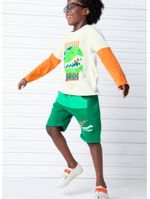 Bermuda infantil moletom dino surf