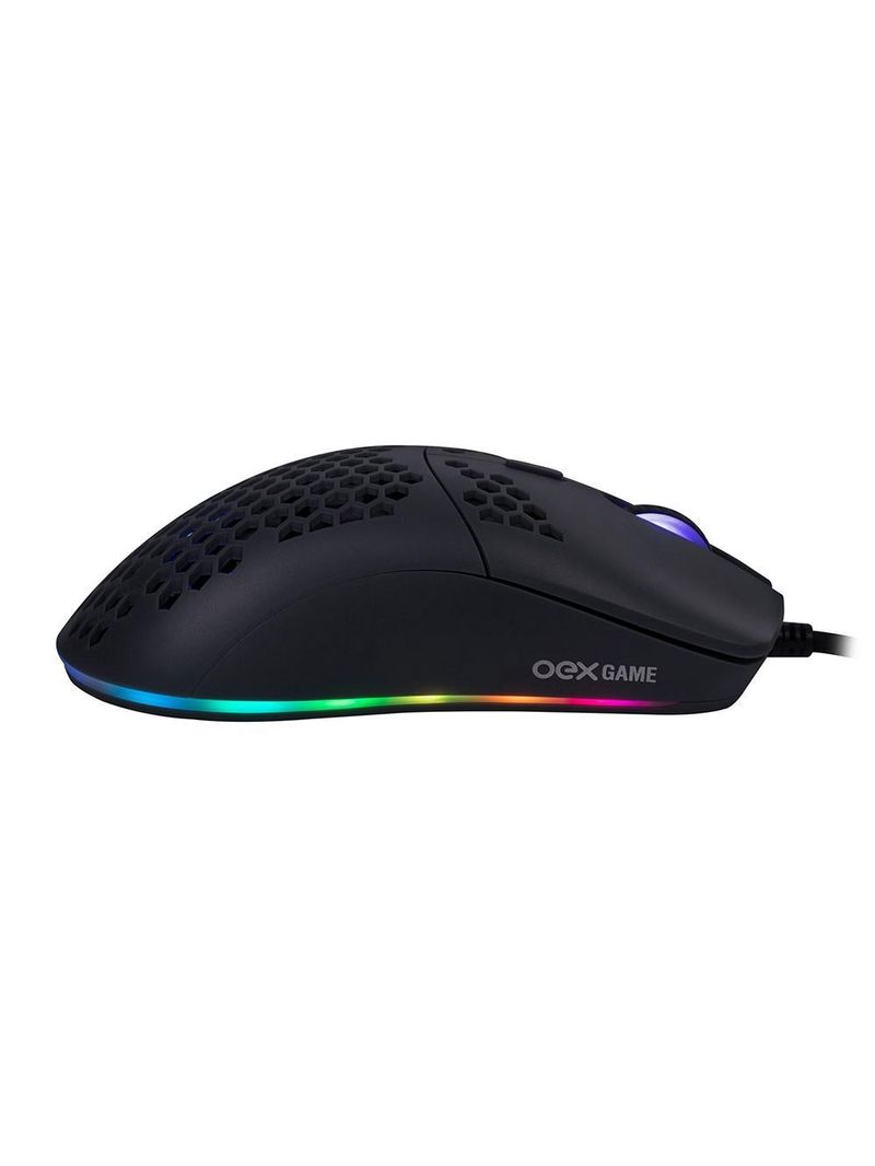 Mouse gamer ultra leve - dyon-x ms322s - rgb - 7 botoes - 6200 dpi preto