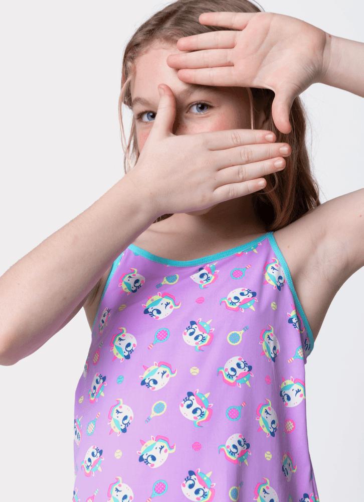 Pijama regata microfibra menina teen unicórnio tênis