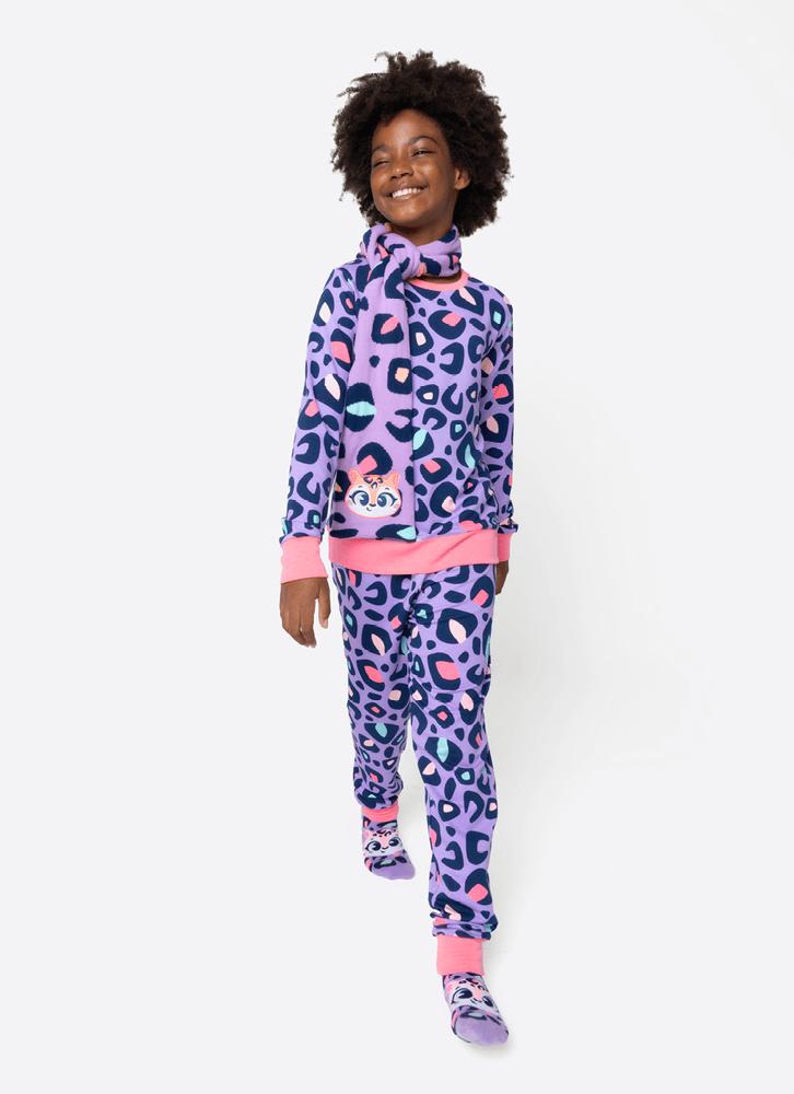 Pijama manga longa ultra visco menina teen onça