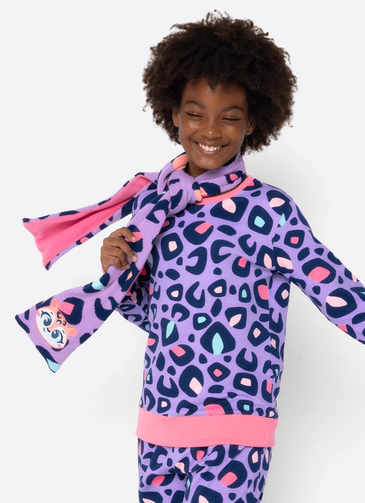Pijama manga longa ultra visco menina teen onça