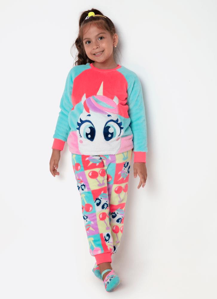 Pijama manga longa soft menina unicórnio cherry