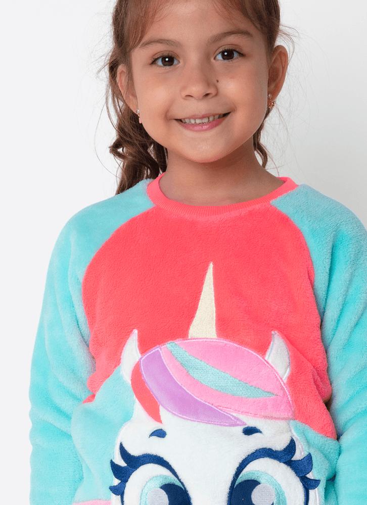 Pijama manga longa soft menina unicórnio cherry
