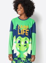 Pijama manga longa menino teen dragão camping