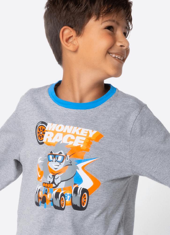 Pijama manga longa menino gorila racing